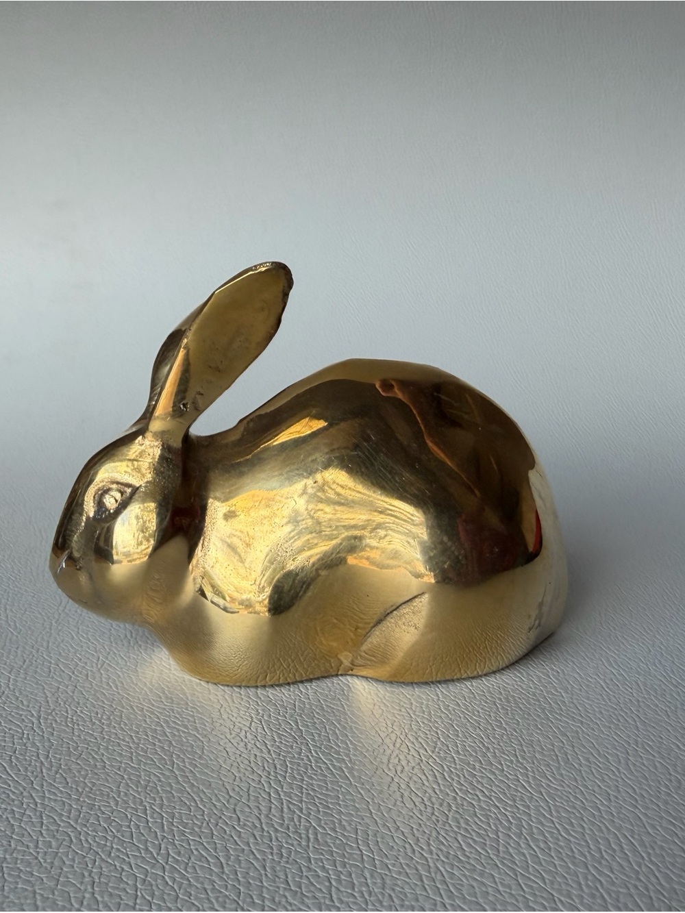 Vintage Solid Brass Rabbit Bunny Figurine Paperweight Gold Home Decor